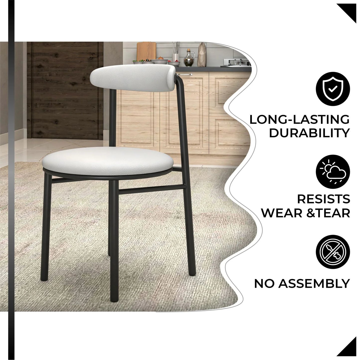 Lume Modern Dining Chair Upholstered in Polyester with Metal Legs - Elax Furniture