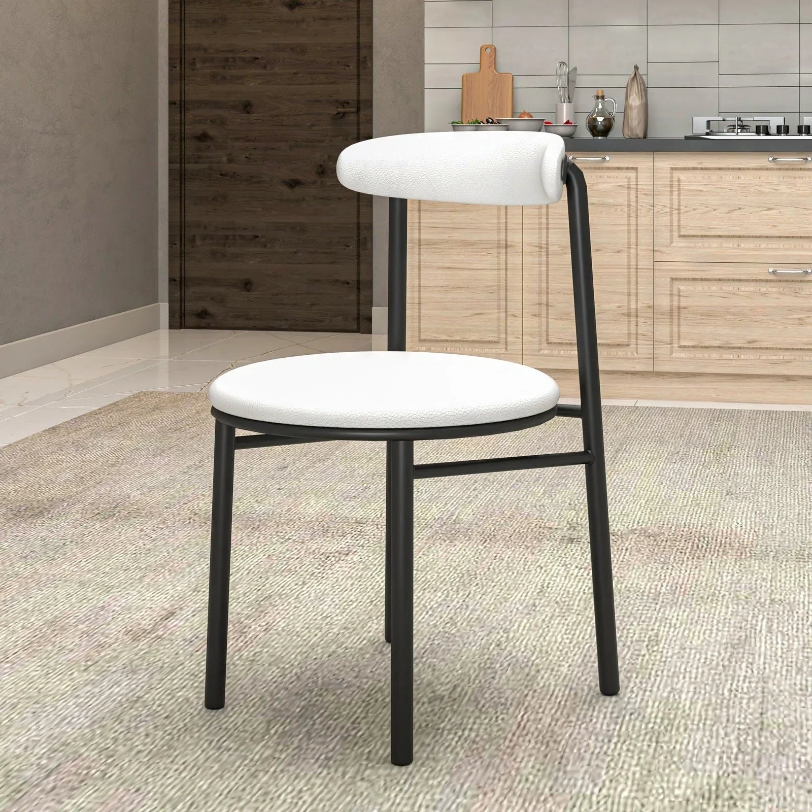 Lume Modern Dining Chair Upholstered in Polyester with Metal Legs - Elax Furniture