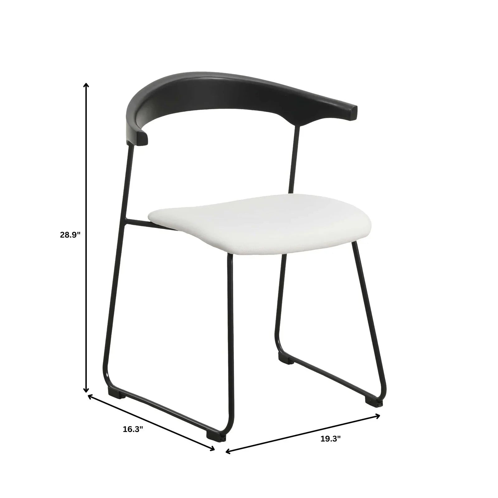 Lyra Leather Dining Chair with a Beech Wood Curved Back and Iron Legs - Elax Furniture