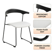 Lyra Leather Dining Chair with a Beech Wood Curved Back and Iron Legs - Elax Furniture
