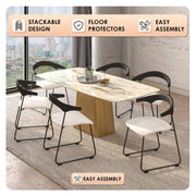 Lyra Leather Dining Chair with a Beech Wood Curved Back and Iron Legs - Elax Furniture