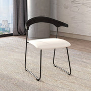 Lyra Leather Dining Chair with a Beech Wood Curved Back and Iron Legs - Elax Furniture