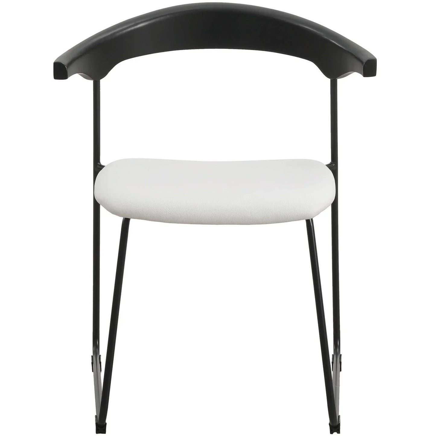 Lyra Leather Dining Chair with a Beech Wood Curved Back and Iron Legs - Elax Furniture