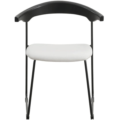 Lyra Leather Dining Chair with a Beech Wood Curved Back and Iron Legs - Elax Furniture