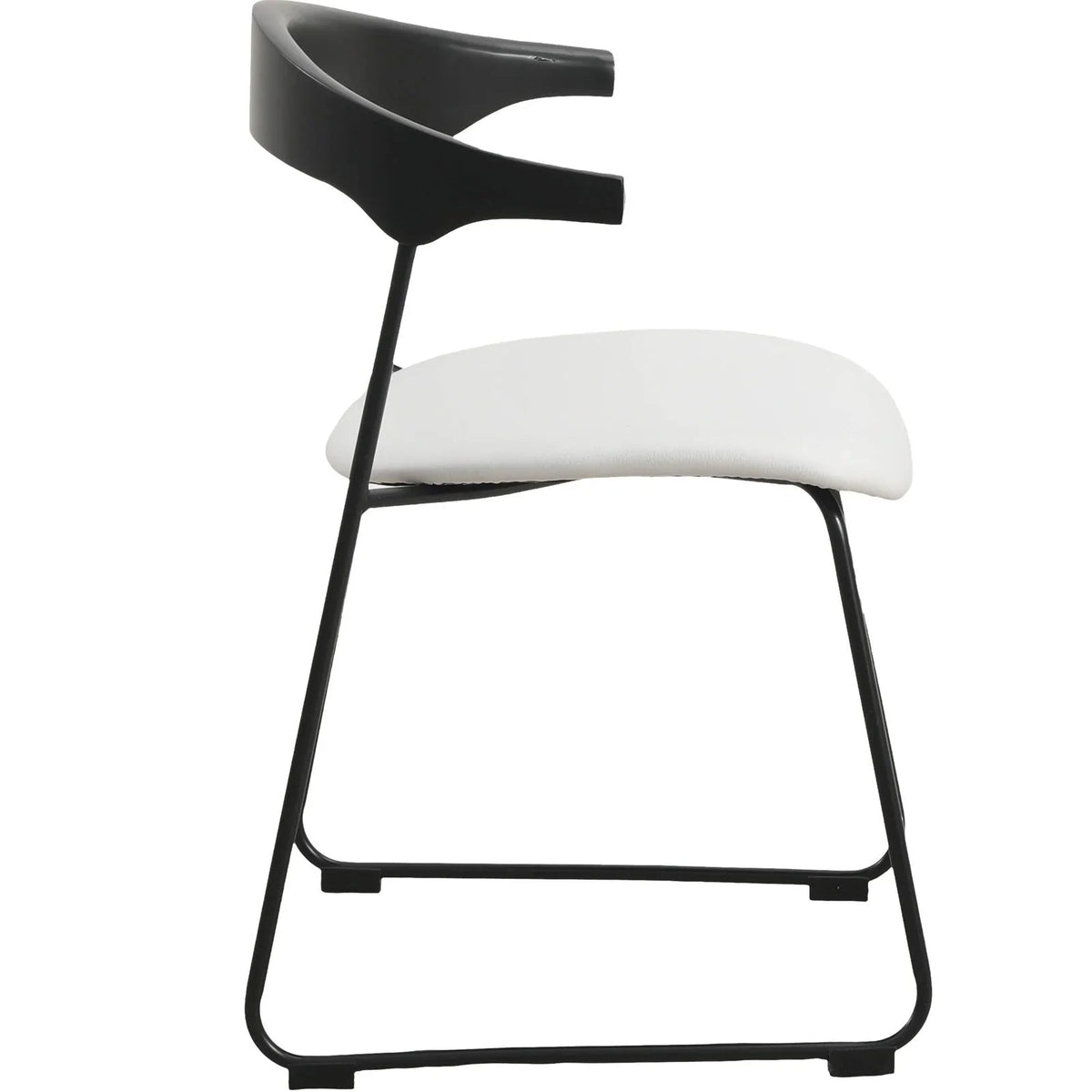 Lyra Leather Dining Chair with a Beech Wood Curved Back and Iron Legs - Elax Furniture