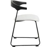 Lyra Leather Dining Chair with a Beech Wood Curved Back and Iron Legs - Elax Furniture