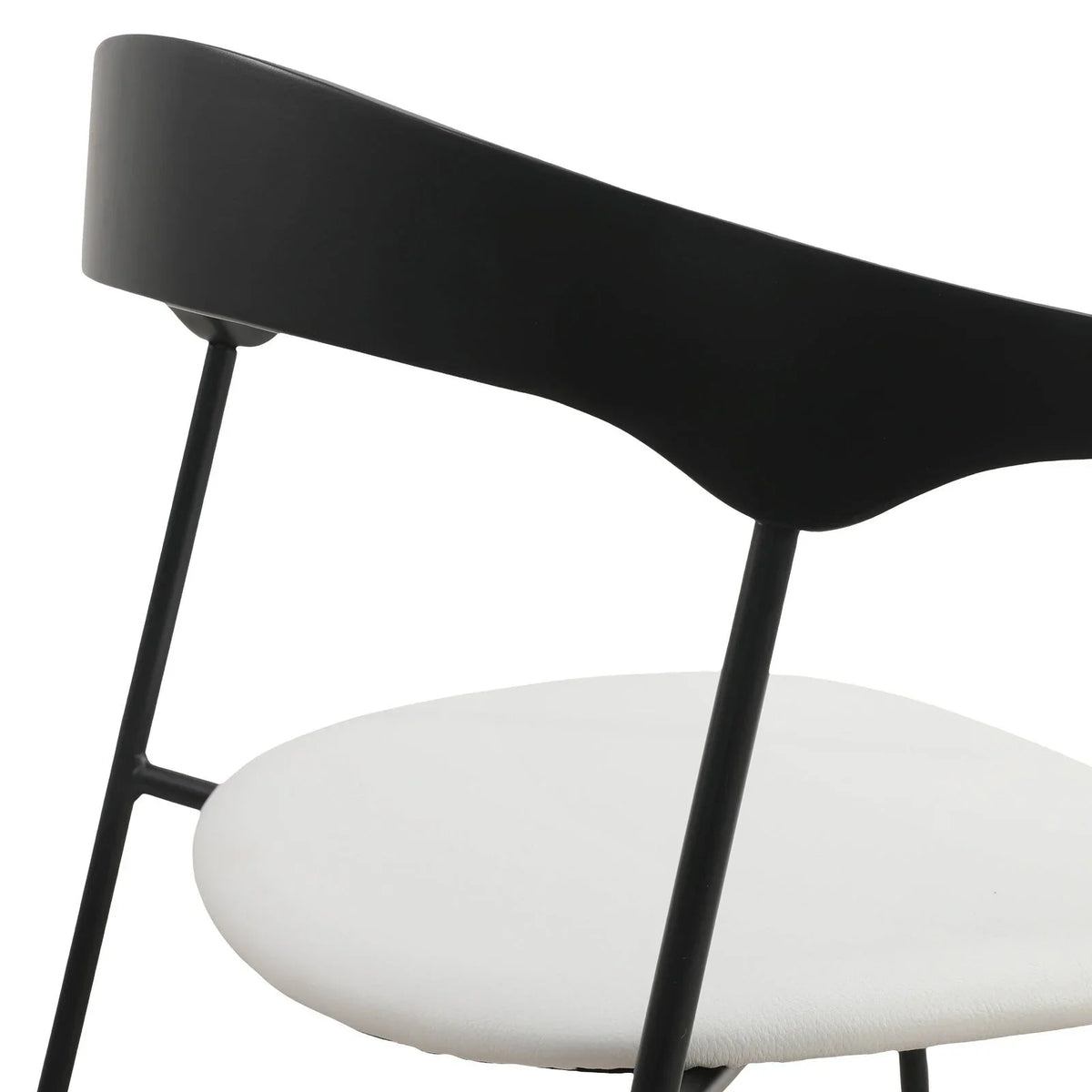 Lyra Leather Dining Chair with a Beech Wood Curved Back and Iron Legs - Elax Furniture