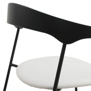 Lyra Leather Dining Chair with a Beech Wood Curved Back and Iron Legs - Elax Furniture
