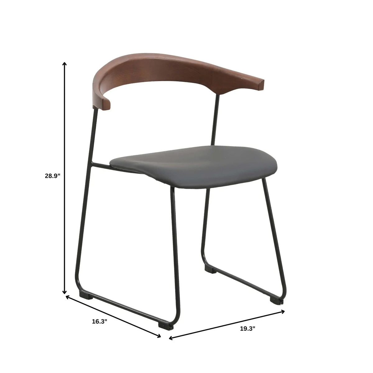 Lyra Leather Dining Chair with a Beech Wood Curved Back and Iron Legs - Elax Furniture