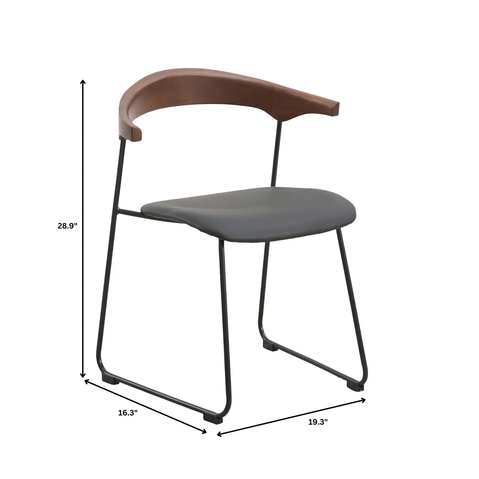 Lyra Leather Dining Chair with a Beech Wood Curved Back and Iron Legs - Elax Furniture