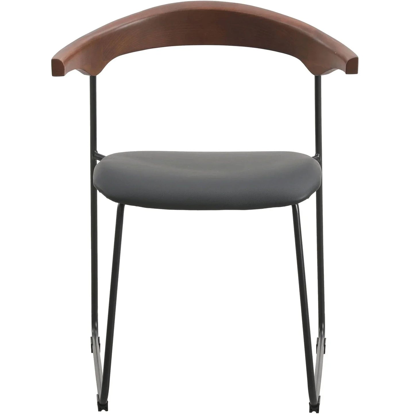Lyra Leather Dining Chair with a Beech Wood Curved Back and Iron Legs - Elax Furniture