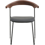 Lyra Leather Dining Chair with a Beech Wood Curved Back and Iron Legs - Elax Furniture