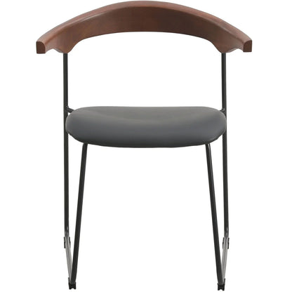 Lyra Leather Dining Chair with a Beech Wood Curved Back and Iron Legs - Elax Furniture