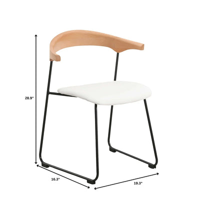 Lyra Leather Dining Chair with a Beech Wood Curved Back and Iron Legs - Elax Furniture