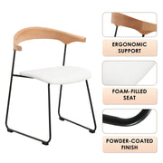 Lyra Leather Dining Chair with a Beech Wood Curved Back and Iron Legs - Elax Furniture