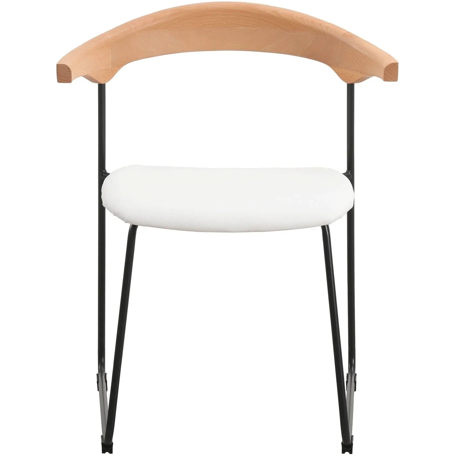 Lyra Leather Dining Chair with a Beech Wood Curved Back and Iron Legs - Elax Furniture