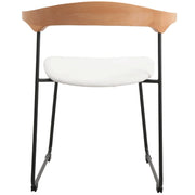 Lyra Leather Dining Chair with a Beech Wood Curved Back and Iron Legs - Elax Furniture