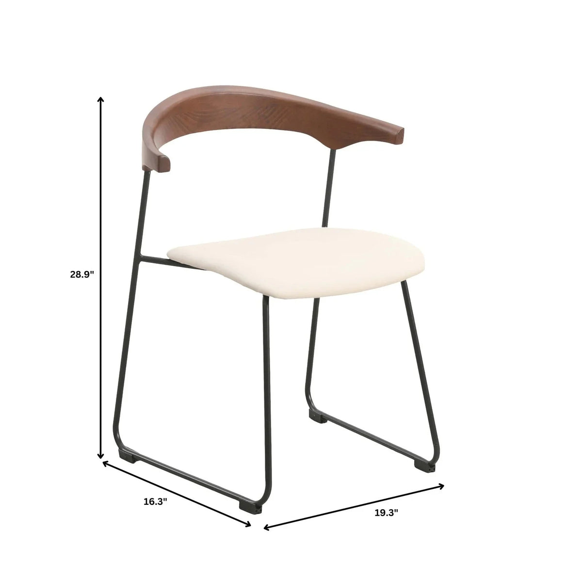 Lyra Leather Dining Chair with a Beech Wood Curved Back and Iron Legs - Elax Furniture