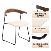 Lyra Leather Dining Chair with a Beech Wood Curved Back and Iron Legs - Elax Furniture