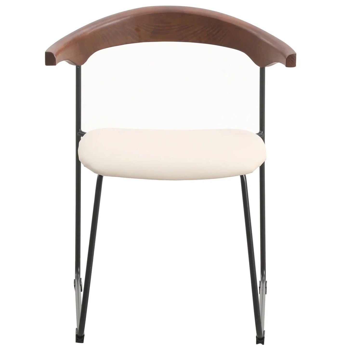 Lyra Leather Dining Chair with a Beech Wood Curved Back and Iron Legs - Elax Furniture