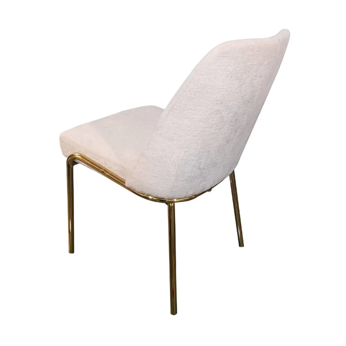 Lumen Modern Upholstered Dining Chair with Gold Steel Legs, Ergonomic Accent Chair