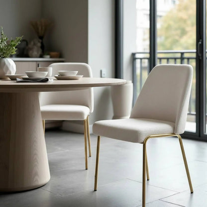 Lumen Modern Upholstered Dining Chair with Gold Steel Legs, Ergonomic Accent Chair