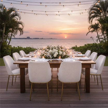 Lumen Modern Upholstered Dining Chair with Gold Steel Legs, Ergonomic Accent Chair