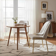 Lumen Modern Upholstered Dining Chair with Gold Steel Legs, Ergonomic Accent Chair