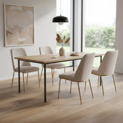 Lumen Modern Upholstered Dining Chair with Gold Steel Legs, Ergonomic Accent Chair