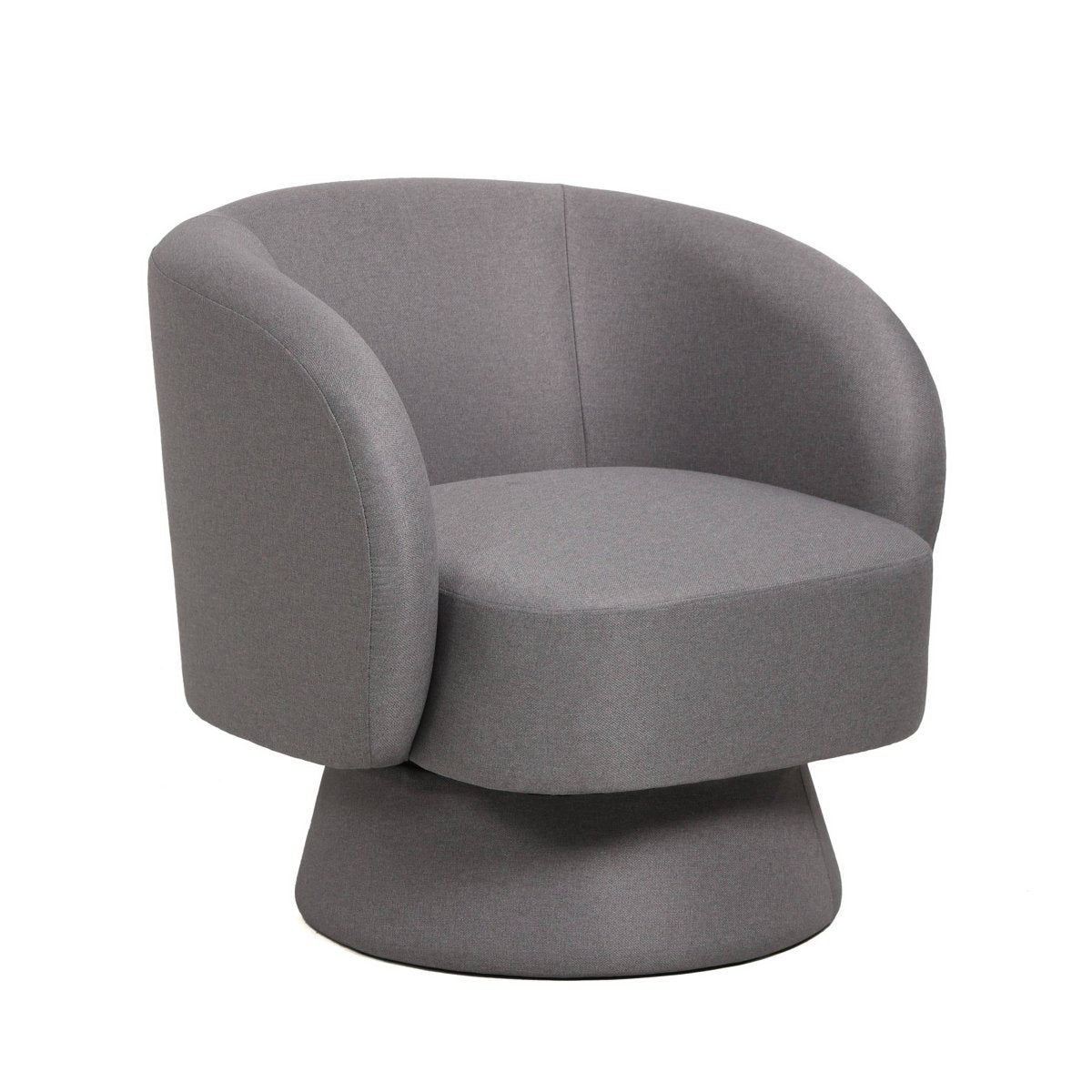 Raze Accent Chair Upholstered in Boucle/Linen/Velvet Armchair with Removable Round Base Grey Linen Accent Chair Leisuremod