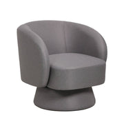 Raze Accent Chair Upholstered in Boucle/Linen/Velvet Armchair with Removable Round Base Grey Linen Accent Chair Leisuremod