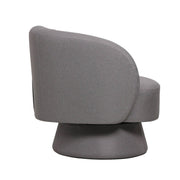 Raze Accent Chair Upholstered in Boucle/Linen/Velvet Armchair with Removable Round Base Grey Linen Accent Chair Leisuremod