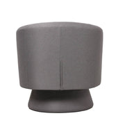 Raze Accent Chair Upholstered in Boucle/Linen/Velvet Armchair with Removable Round Base Grey Linen Accent Chair Leisuremod