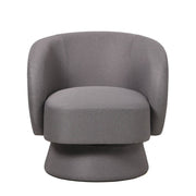 Raze Accent Chair Upholstered in Boucle/Linen/Velvet Armchair with Removable Round Base Grey Linen Accent Chair Leisuremod