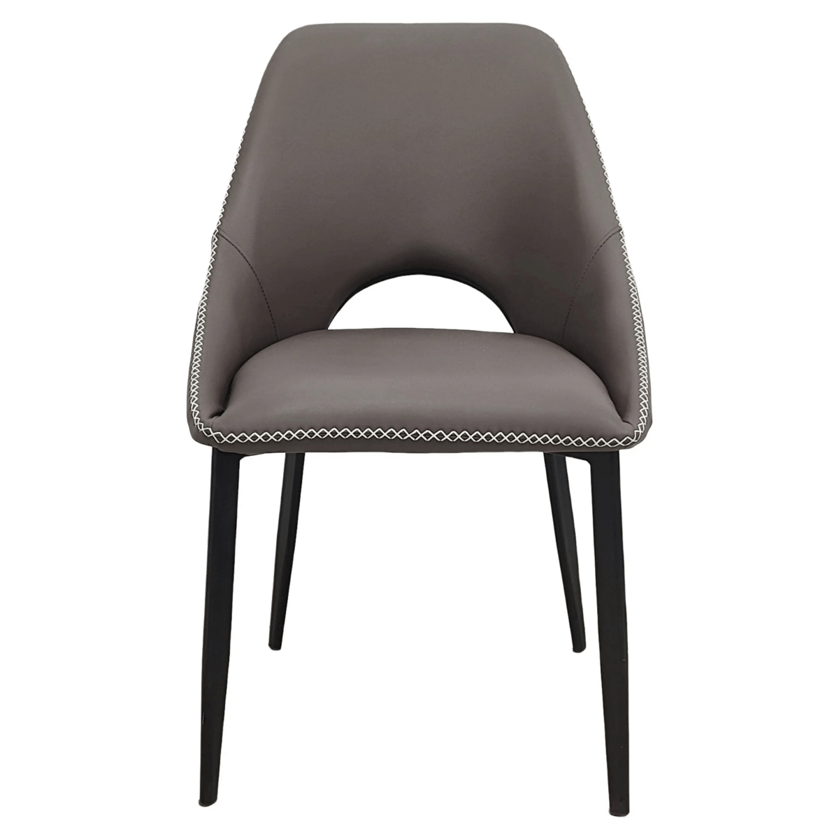 Amalfi Upholstered Dining Chair with a Curved Open Back Design in Black Iron Grey CHAIR Leisuremod