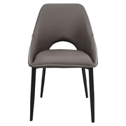 Amalfi Upholstered Dining Chair with a Curved Open Back Design in Black Iron Grey CHAIR Leisuremod