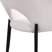 Amalfi Upholstered Dining Chair with a Curved Open Back Design in Black Iron Coconut white CHAIR Leisuremod