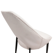 Amalfi Upholstered Dining Chair with a Curved Open Back Design in Black Iron Coconut white CHAIR Leisuremod
