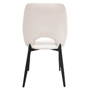 Amalfi Upholstered Dining Chair with a Curved Open Back Design in Black Iron Coconut white CHAIR Leisuremod