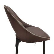 Amalfi Upholstered Dining Chair with a Curved Open Back Design in Black Iron Plum Purple CHAIR Leisuremod