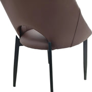 Amalfi Upholstered Dining Chair with a Curved Open Back Design in Black Iron Plum Purple CHAIR Leisuremod
