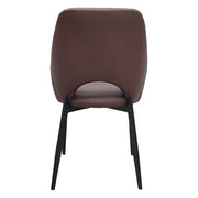 Amalfi Upholstered Dining Chair with a Curved Open Back Design in Black Iron Plum Purple CHAIR Leisuremod