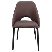 Amalfi Upholstered Dining Chair with a Curved Open Back Design in Black Iron Plum Purple CHAIR Leisuremod