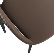 Amalfi Upholstered Dining Chair with a Curved Open Back Design in Black Iron Light Brown CHAIR Leisuremod