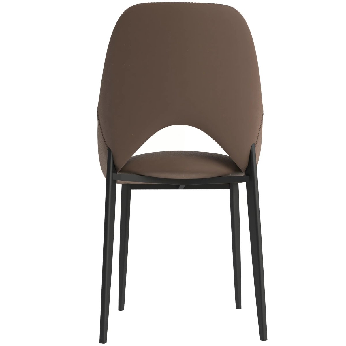 Amalfi Upholstered Dining Chair with a Curved Open Back Design in Black Iron Light Brown CHAIR Leisuremod