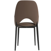 Amalfi Upholstered Dining Chair with a Curved Open Back Design in Black Iron Light Brown CHAIR Leisuremod