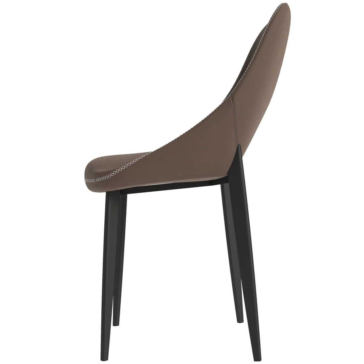 Amalfi Upholstered Dining Chair with a Curved Open Back Design in Black Iron Light Brown CHAIR Leisuremod