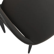 Amalfi Upholstered Dining Chair with a Curved Open Back Design in Black Iron Charcoal CHAIR Leisuremod