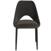 Amalfi Upholstered Dining Chair with a Curved Open Back Design in Black Iron Charcoal CHAIR Leisuremod
