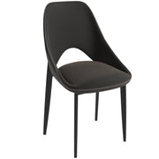 Amalfi Upholstered Dining Chair with a Curved Open Back Design in Black Iron Charcoal CHAIR Leisuremod